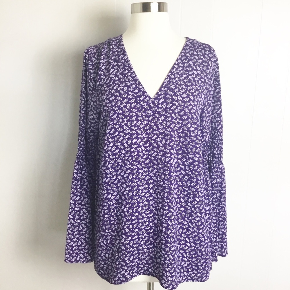Michael Kors New Bell Shirt Size S Floral Purple